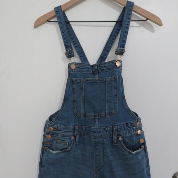 Universal Thread Womens Sz 25R Blue Denim Overalls Front Pockets Cross Back - Picture 3 of 6